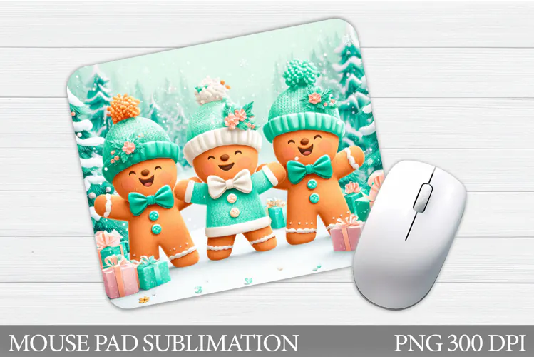 Cute Gingerbread Mouse Pad. Christmas Mouse Pad Design