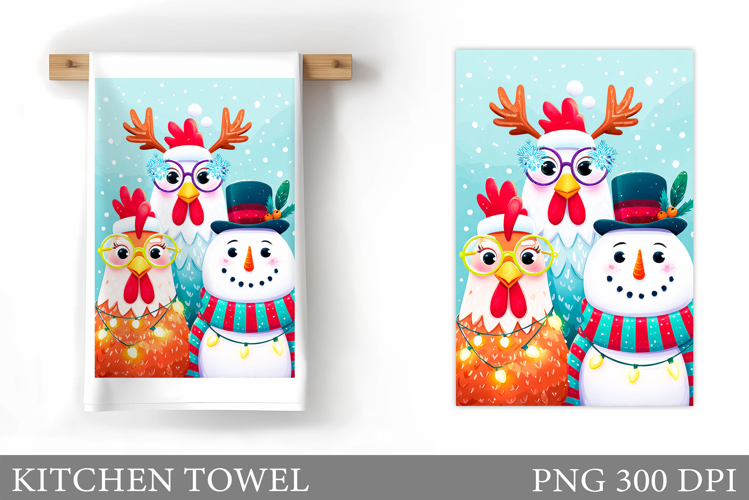 Christmas Chicken Kitchen Towel. Christmas Kitchen Towel