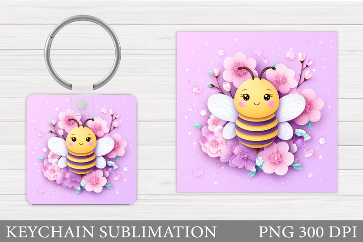 Cute Bee Keychain Sublimation. Cute Bee Sublimation