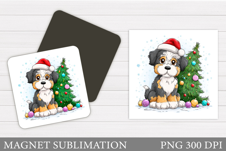 Christmas Dog Magnet Design. Christmas Magnet Sublimation