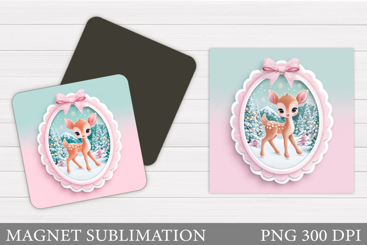 Reindeer Magnet Design. Christmas Magnet Sublimation