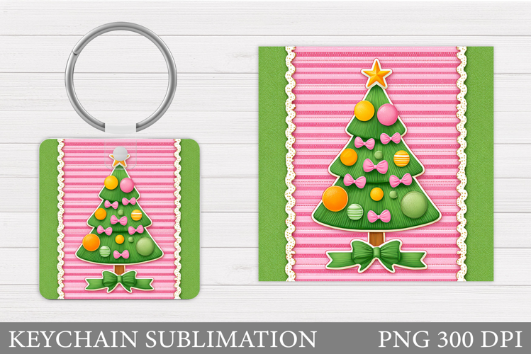 Christmas Tree Keychain. Christmas Keychain Sublimation