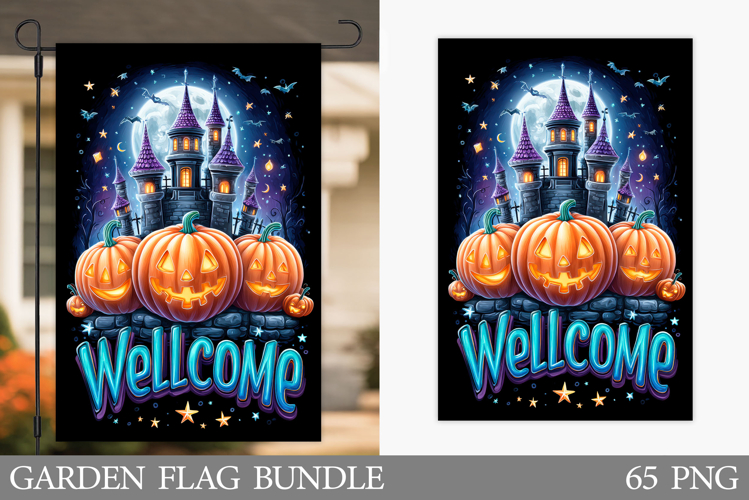 Halloween Garden Flag Design. Halloween Pumpkin Garden Flag example image 1
