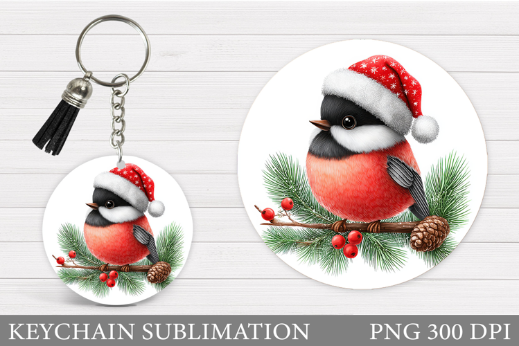 Christmas Bird Keychain. Christmas Keychain Sublimation
