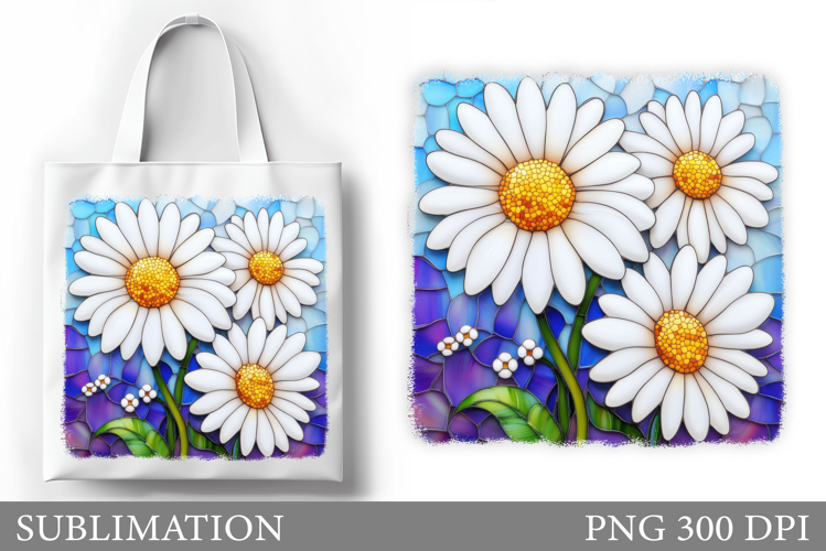 Daisy Flowers Tote Bag. Flowers Sublimation