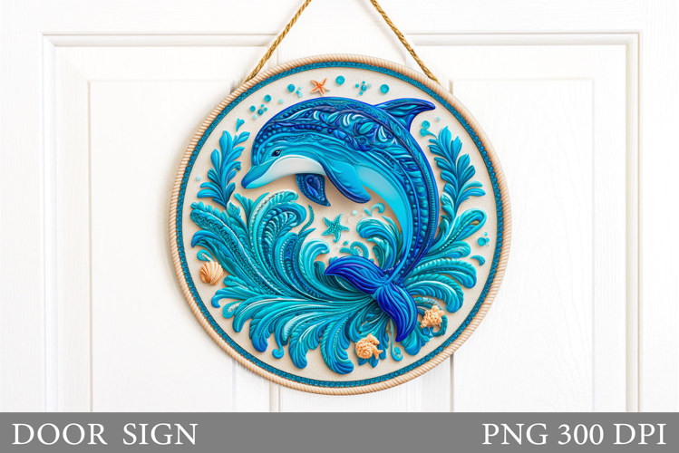 Dolphin Door Sign Sublimation. Sea Door Sign Design