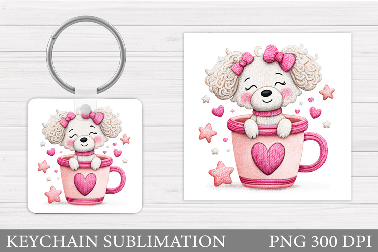 Valentines Dog Keychain. Valentines Keychain Sublimation
