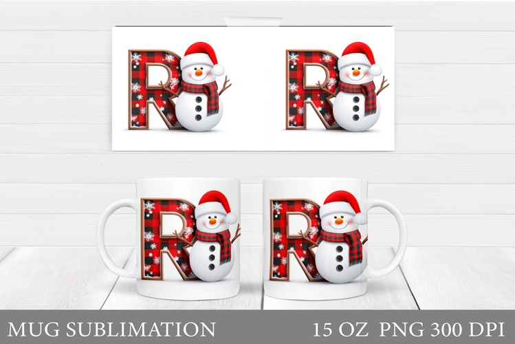 Christmas Letter R Sublimation. Christmas Mug Design