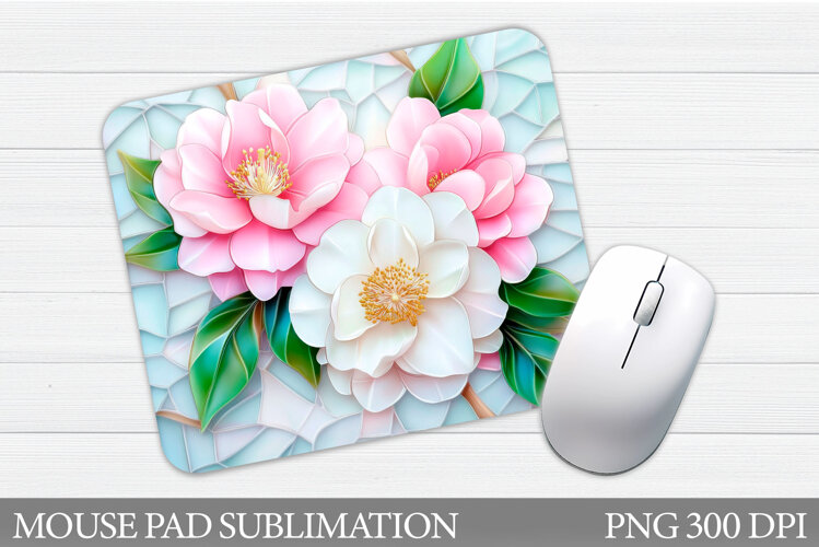 Flowers Mouse Pad Sublimation. Floral Mouse Pad Design example image 1