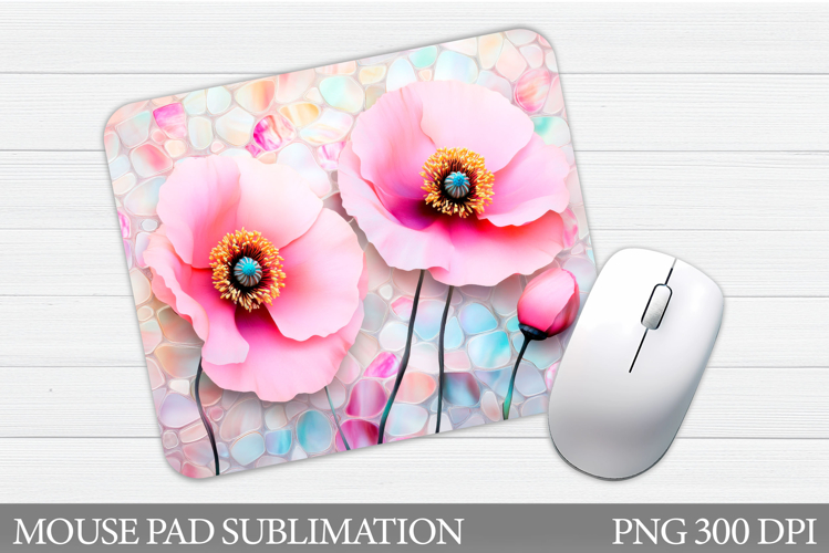 Poppies Mouse Pad Sublimation. Floral Mouse Pad Design