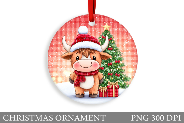 Cute Cow Christmas Ornament. Christmas Ornament Sublimation