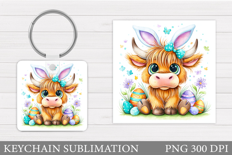 Easter Cow Keychain Design. Easter Keychain Sublimation