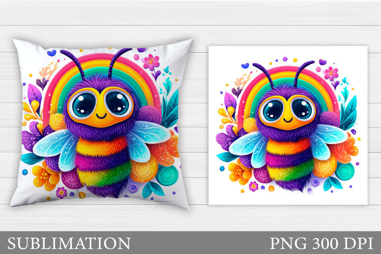 Bee Pillow Sublimation. Bee Sublimation example image 1