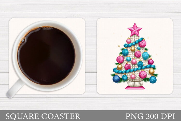 Christmas Tree Coaster Sublimation. Christmas Coaster Design example image 1