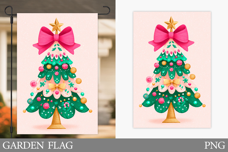 Christmas Tree Garden Flag. Merry Christmas Garden Flag