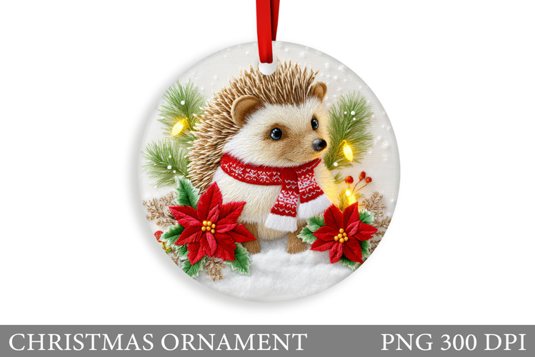 Cute Hedgehog Christmas Ornament. Cute Hedgehog Sublimation