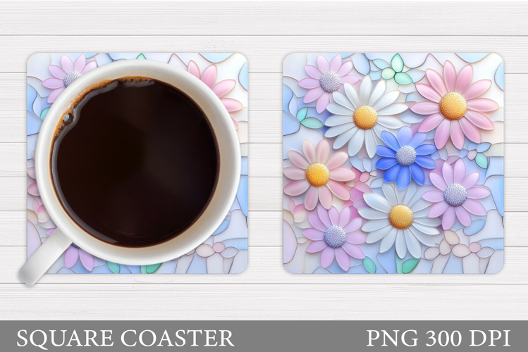 Daisy Flowers Coaster Design. Flowers Sublimation
