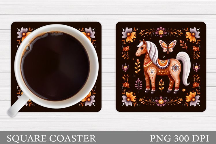 Horse Coaster Design. Horse Flowers Coaster Sublimation