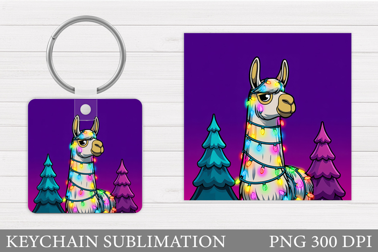 Christmas Lama Keychain. Cute Lama Keychain Design