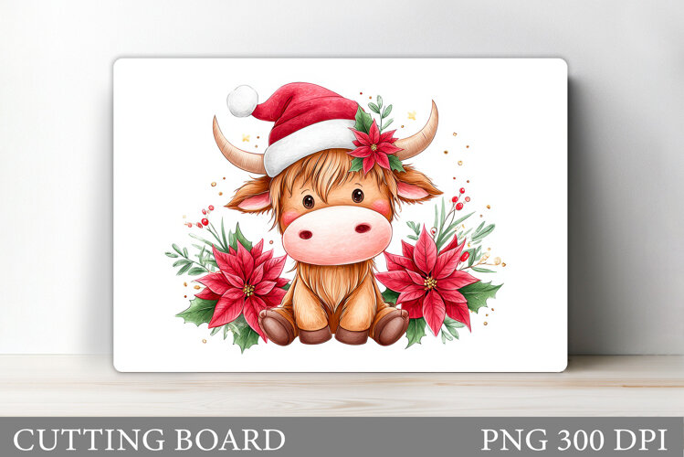 Christmas Cow Cutting Board. Christmas Cutting Board example image 1