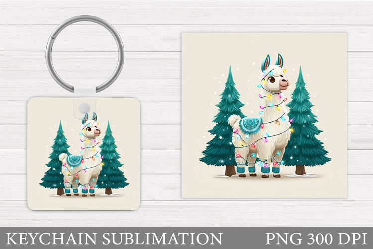 Christmas Lama Keychain. Cute Lama Keychain Design