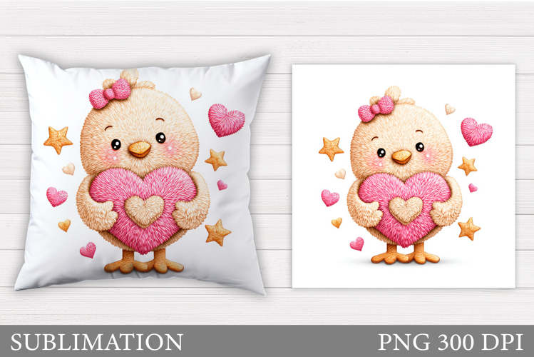 Valentines Chick Pillow. Valentines Pillow Sublimation