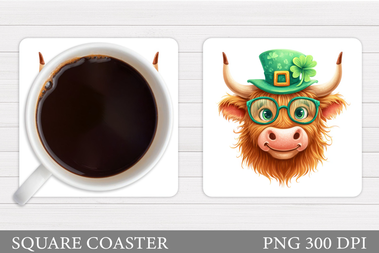 St Patrick Cow Coaster Design. St Patrick Cow Sublimation