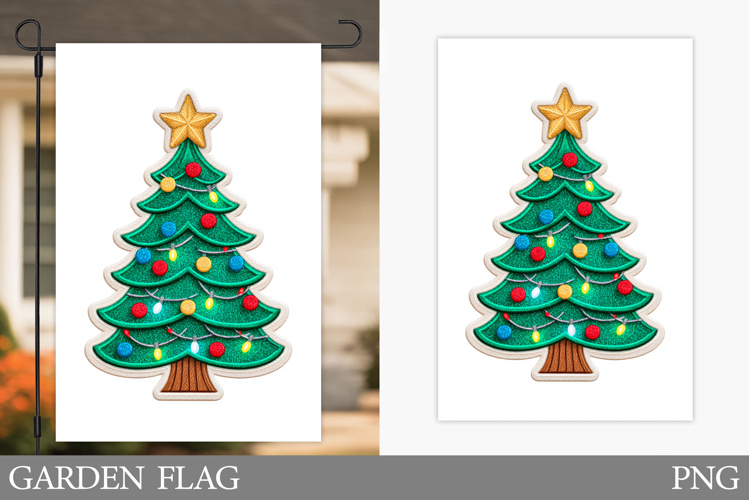 Christmas Tree Garden Flag. Merry Christmas Garden Flag