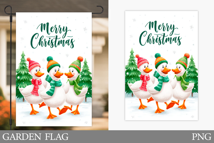 Christmas Goose Garden Flag. Christmas Garden Flag Design