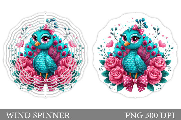 Cute Peacock Wind Spinner. Cute Peacock Sublimation example image 1