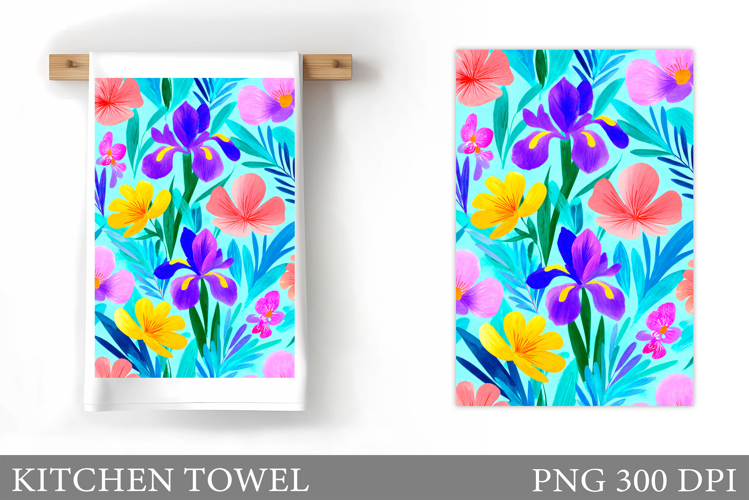 Floral Kitchen Towel Design. Flowers Kitchen Towel