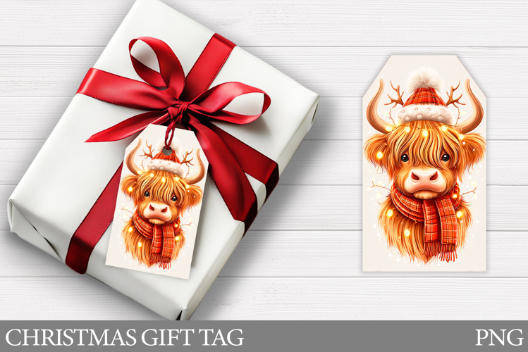 Christmas Cow Gift Tag Printable. Christmas Gift Tag Design