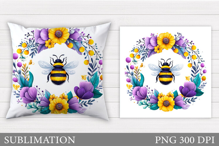 Bee Pillow Sublimation. Bee Sublimation example image 1