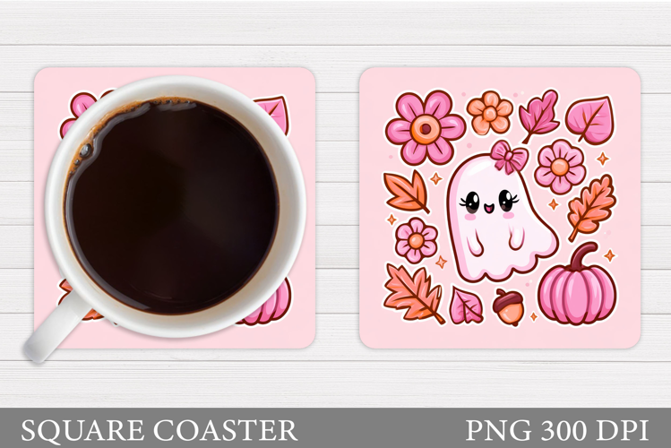 Cute Ghost Coaster Design. Cute Halloween Sublimation