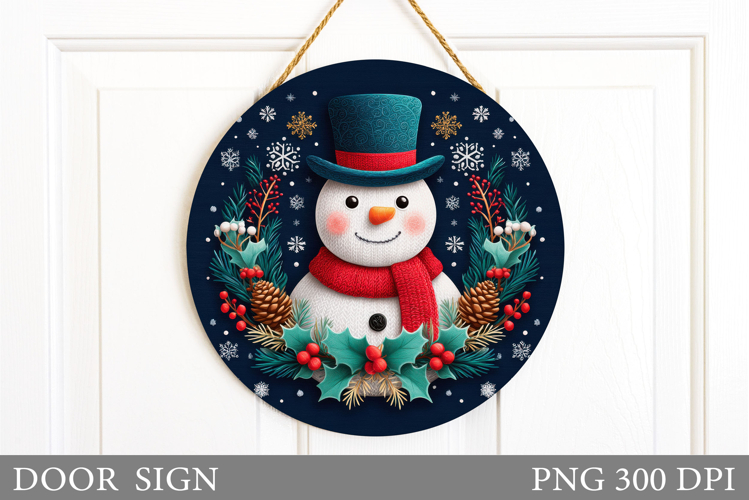 Christmas Snowman Door Sign. Christmas Door Sign Sublimation