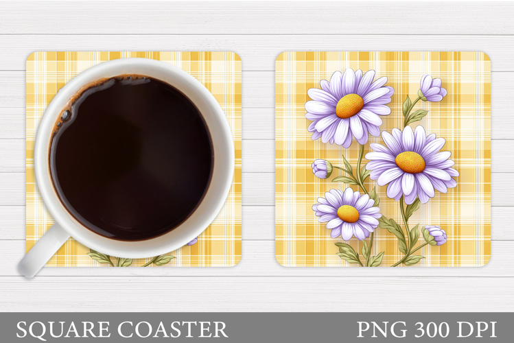 Daisy Flowers Coaster Design. Flowers Sublimation