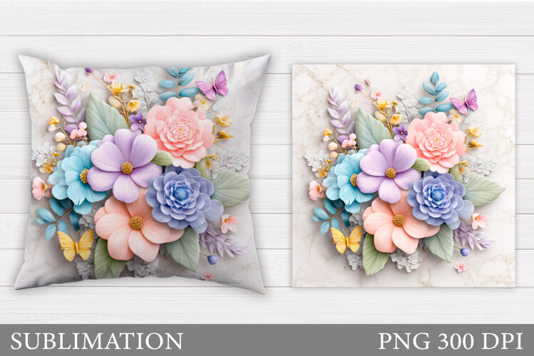 Floral Pillow Design. Flowers Sublimation example image 1