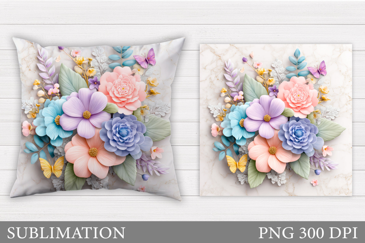 Floral Pillow Design. Flowers Sublimation