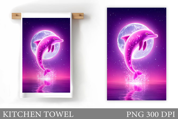 Dolphin Kitchen Towel. Sea Kitchen Towel Design