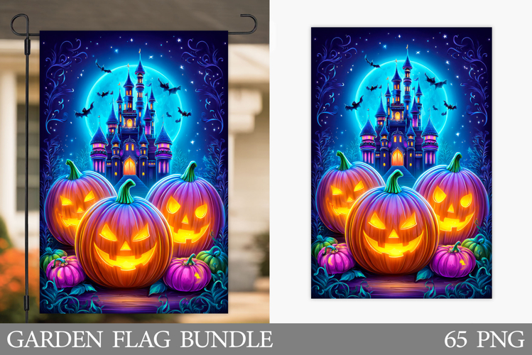 Halloween Garden Flag Design. Halloween Pumpkin Garden Flag example image 1