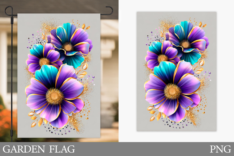 Flowers Garden Flag Design. Floral Garden Flag Sublimation