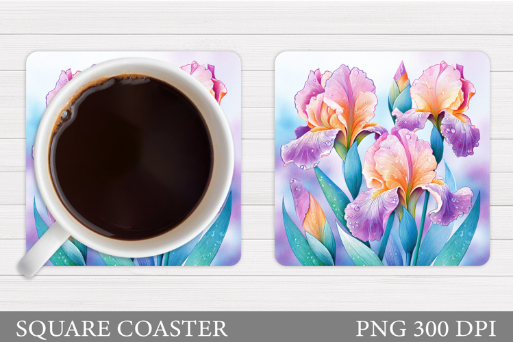 Flowers Coaster Design. Irises Coaster Sublimation