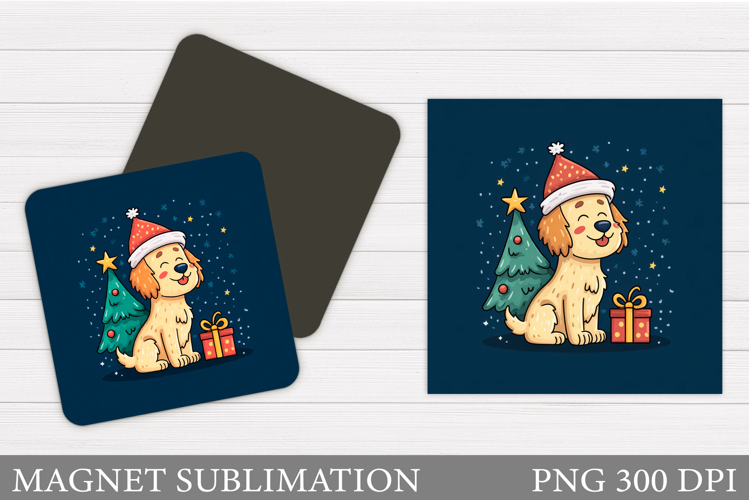 Christmas Dog Magnet Design. Christmas Magnet Sublimation