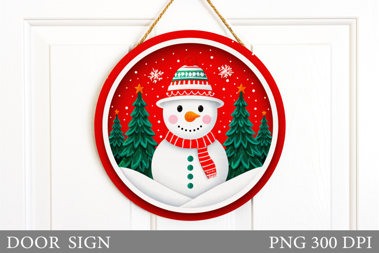 Cute Snowman Door Sign. Christmas Door Sign Sublimation