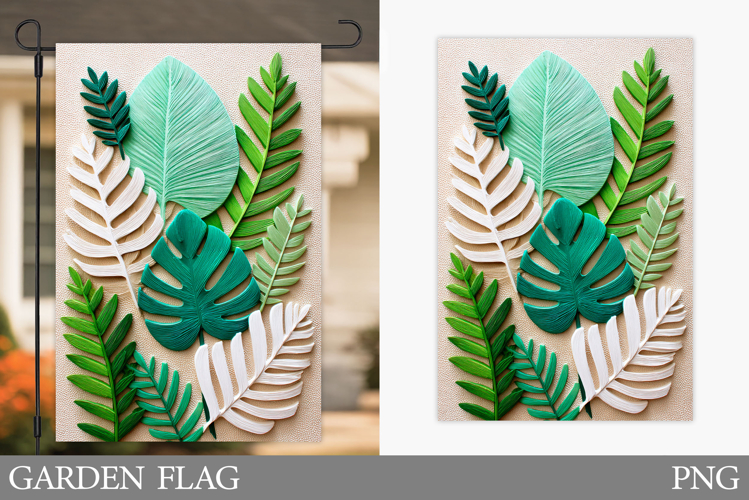 Tropical Garden Flag Design. Tropical Leaves Garden Flag