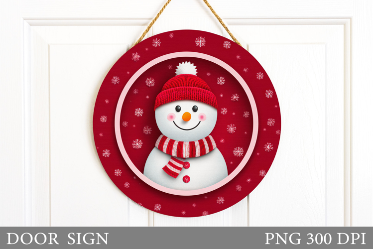 Snowman Door Sign Sublimation. Christmas Door Sign Design
