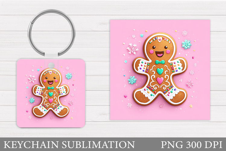 Cute Gingerbread Keychain. Christmas Keychain Sublimation