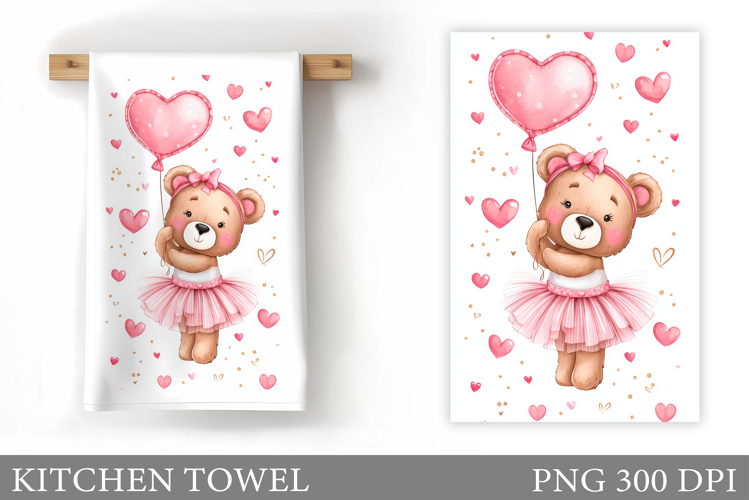 Valentines Bear Kitchen Towel. Valentines Kitchen Towel