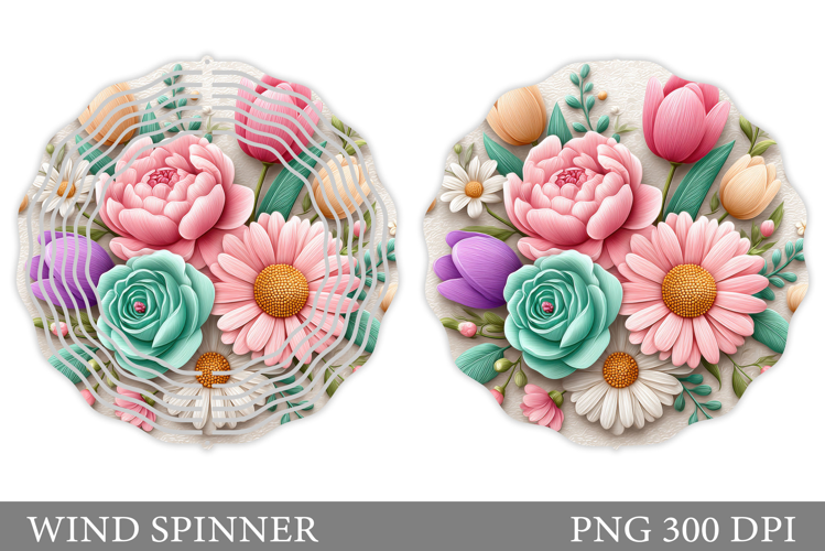 Flowers Wind Spinner Design. Floral Wind Spinner Sublimation