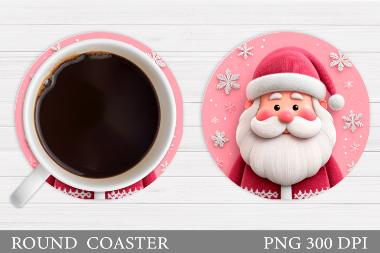 Cute Santa Coaster Sublimation. Santa Claus Coaster Design